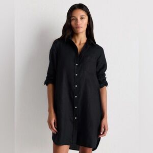 Quince Women's 100% European Linen Shirt Dress Black Size Small